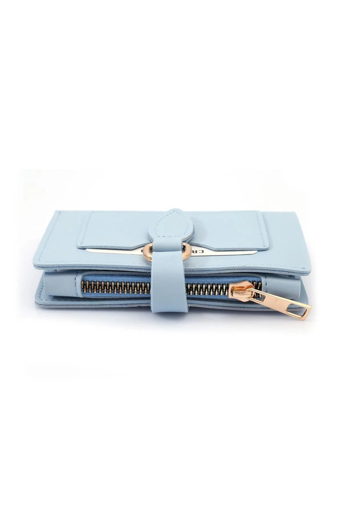 59700 Dewberry Ladies Wallet with Buckle-MAVİ