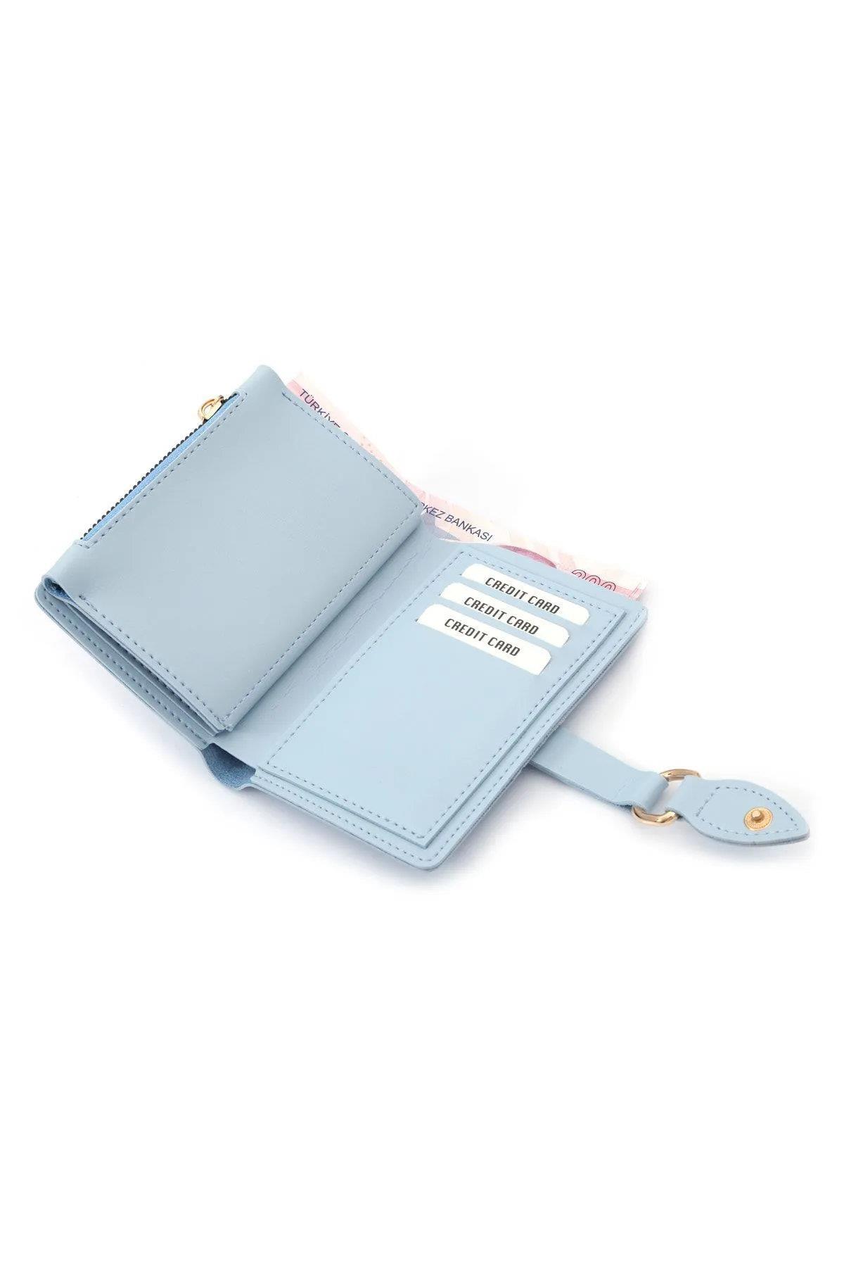 59700 Dewberry Ladies Wallet with Buckle-MAVİ