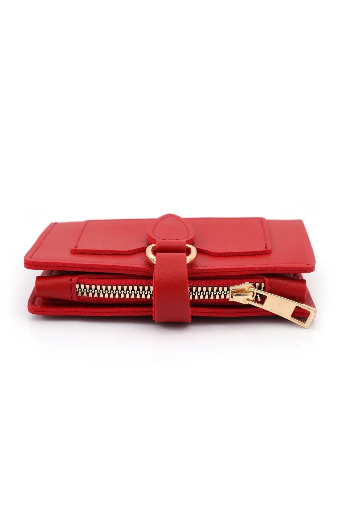 59700 Dewberry Ladies Wallet with Buckle-KIRMIZI