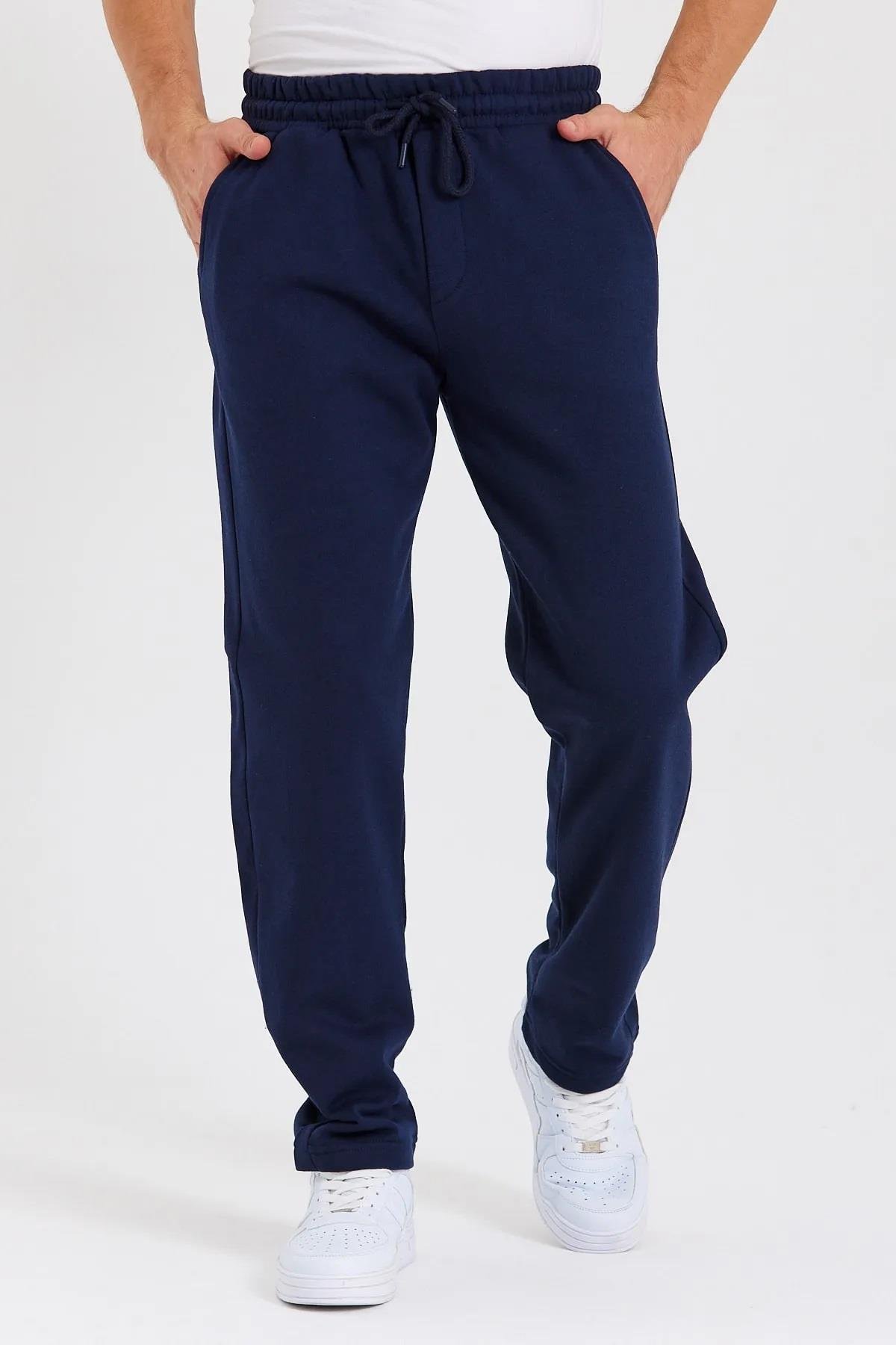 62819 Dewberry Straight Leg Back Pocket Detailed Sweatpants-LACİVERT