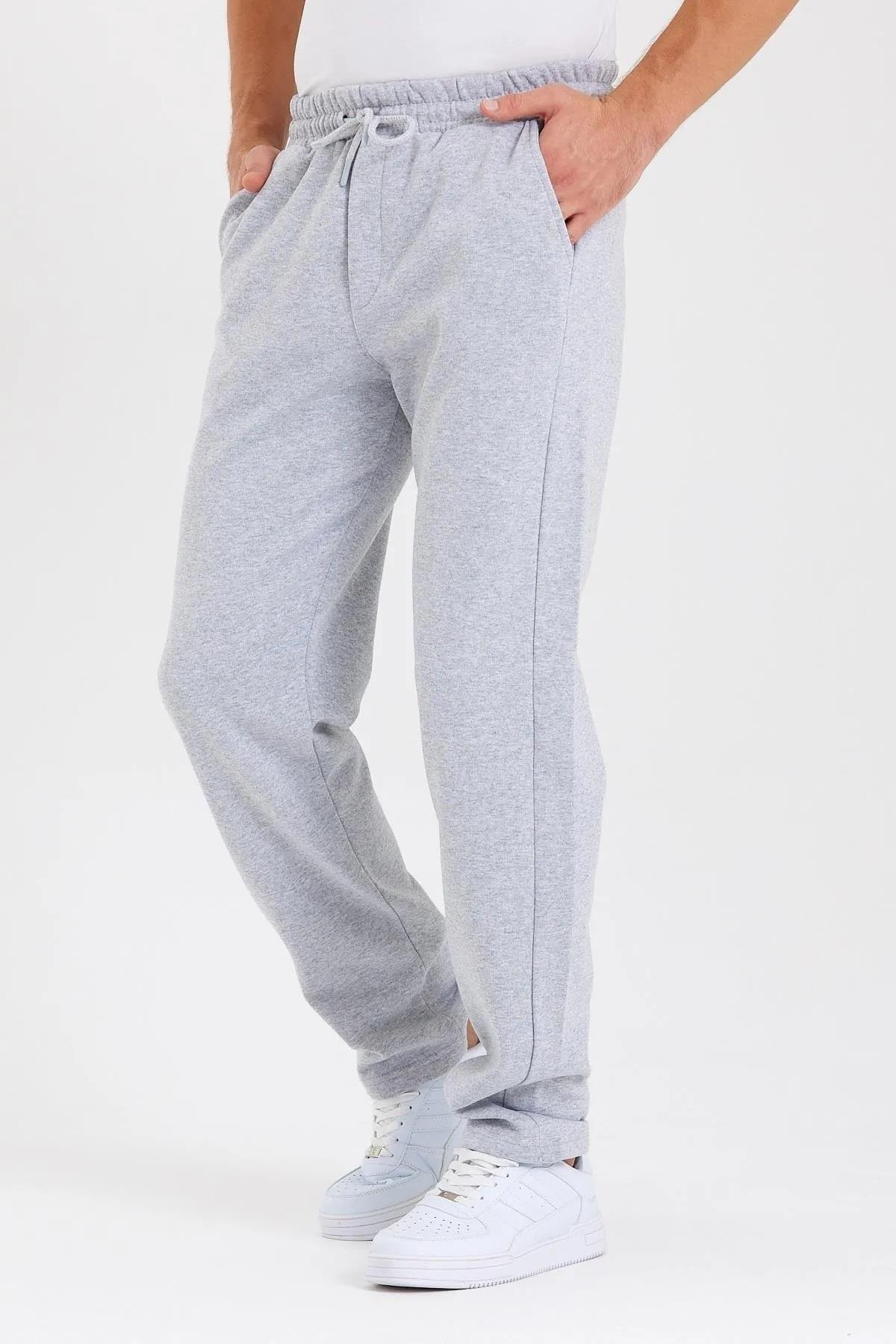 62819 Dewberry Straight Leg Back Pocket Detailed Sweatpants-GRİ