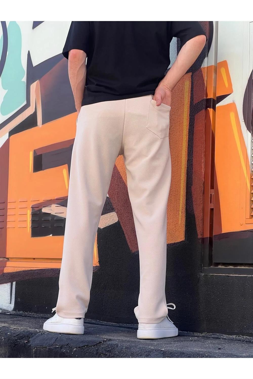63521 Dewberry Elastic Waist Mens Baggy Pants-TAŞ