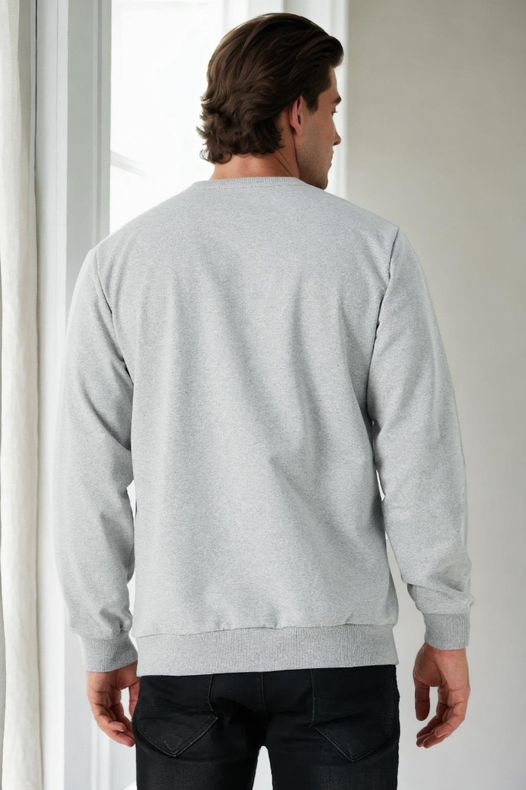 64602 Dewberry Basic Crew Neck Mens Sweatshirt-GRİ