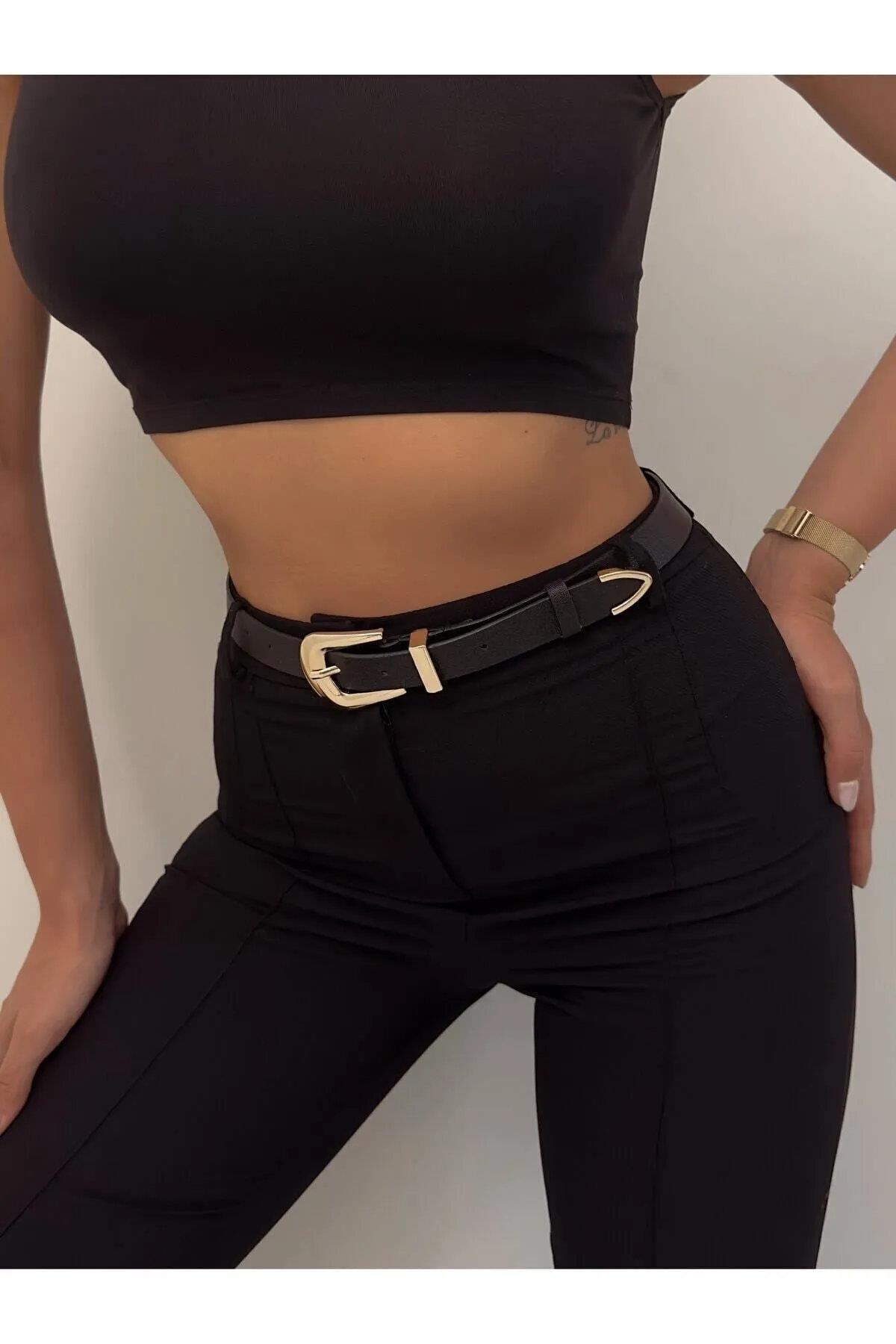 64824 Dewberry Womens Trouser Belt-SİYAH-GOLD