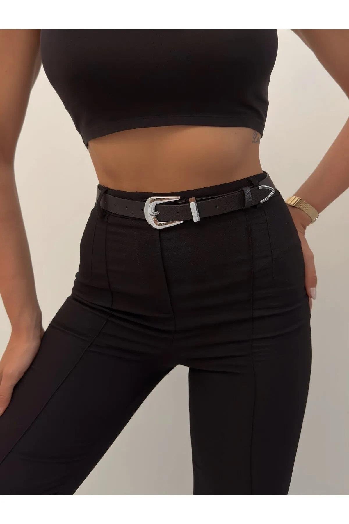 64824 Dewberry Womens Trouser Belt-SİYAH-GÜMÜŞ