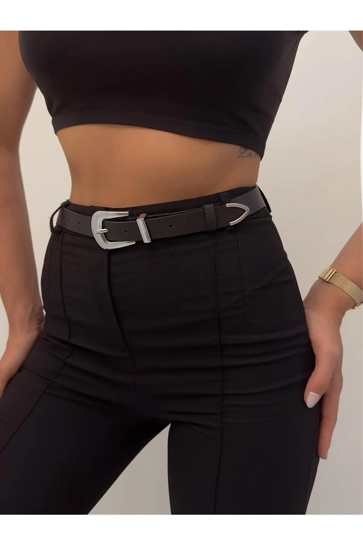 64824 Dewberry Womens Trouser Belt-SİYAH-GÜMÜŞ