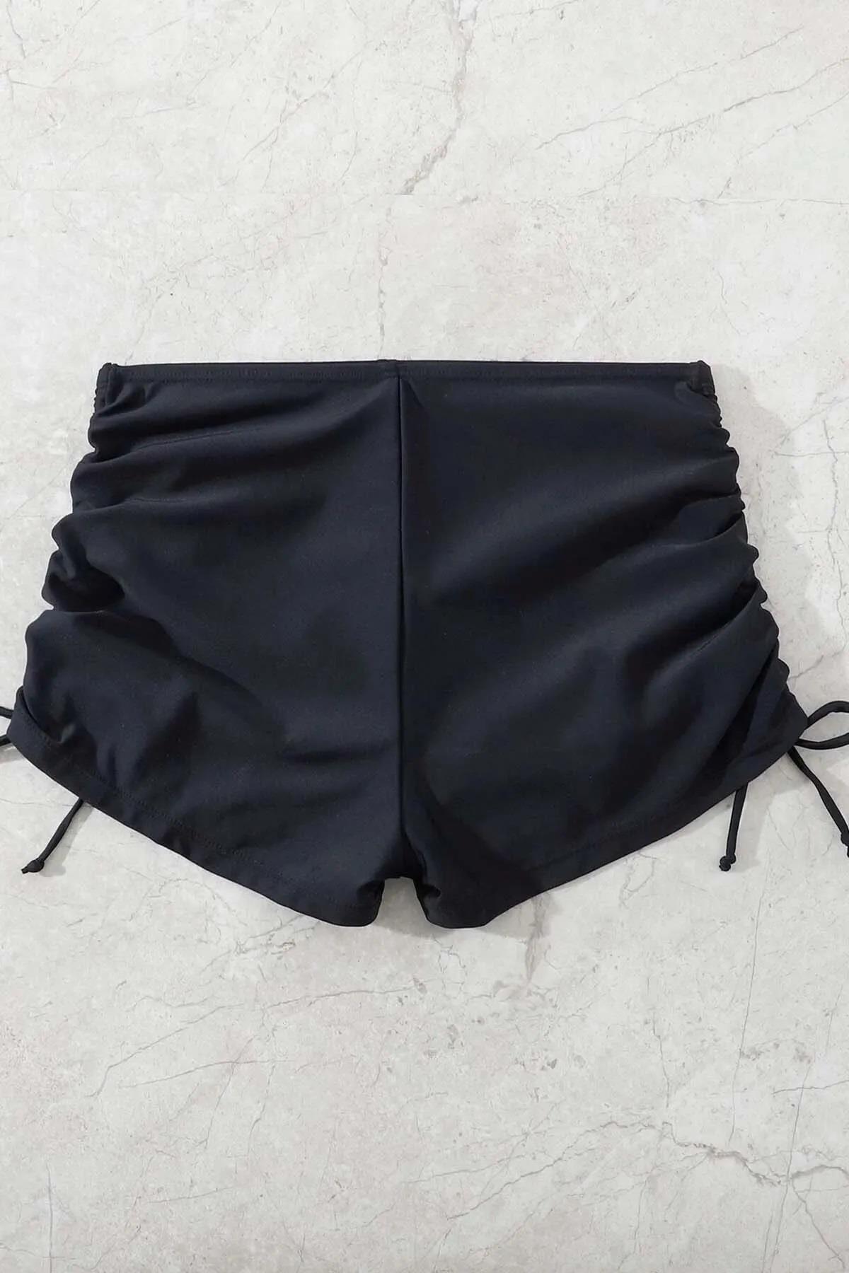 69986 Dewberry Bikini Bottom with Ruched Details-SİYAH