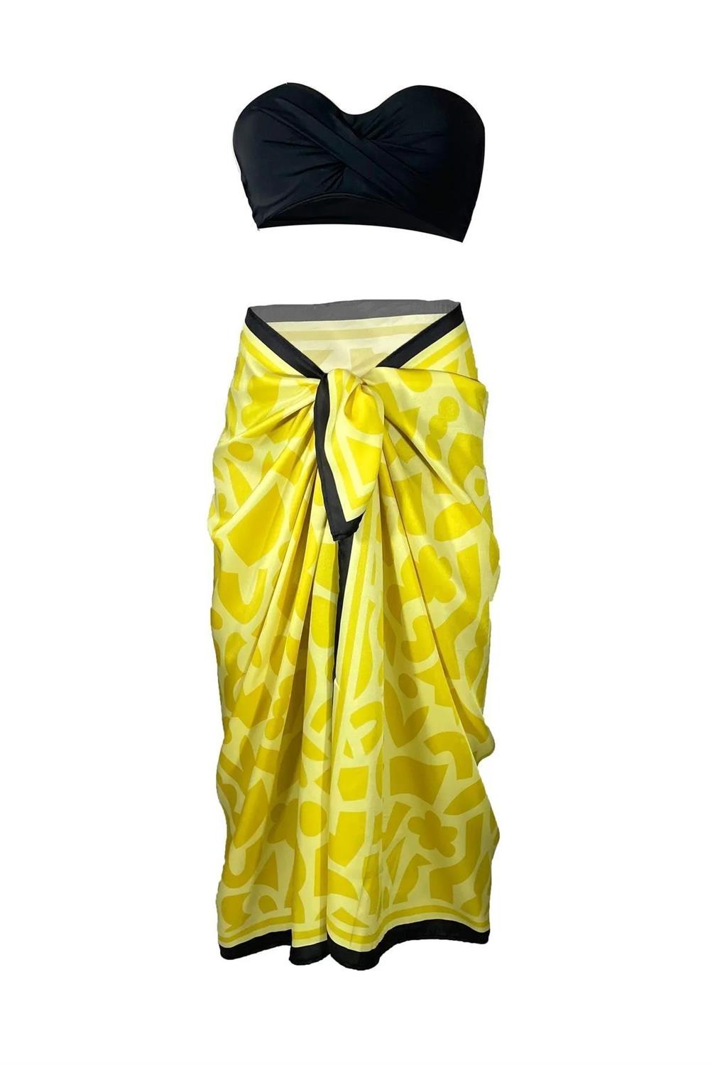 71058 Dewberry Patterned Shiny Fabric Women Pareo-SARI