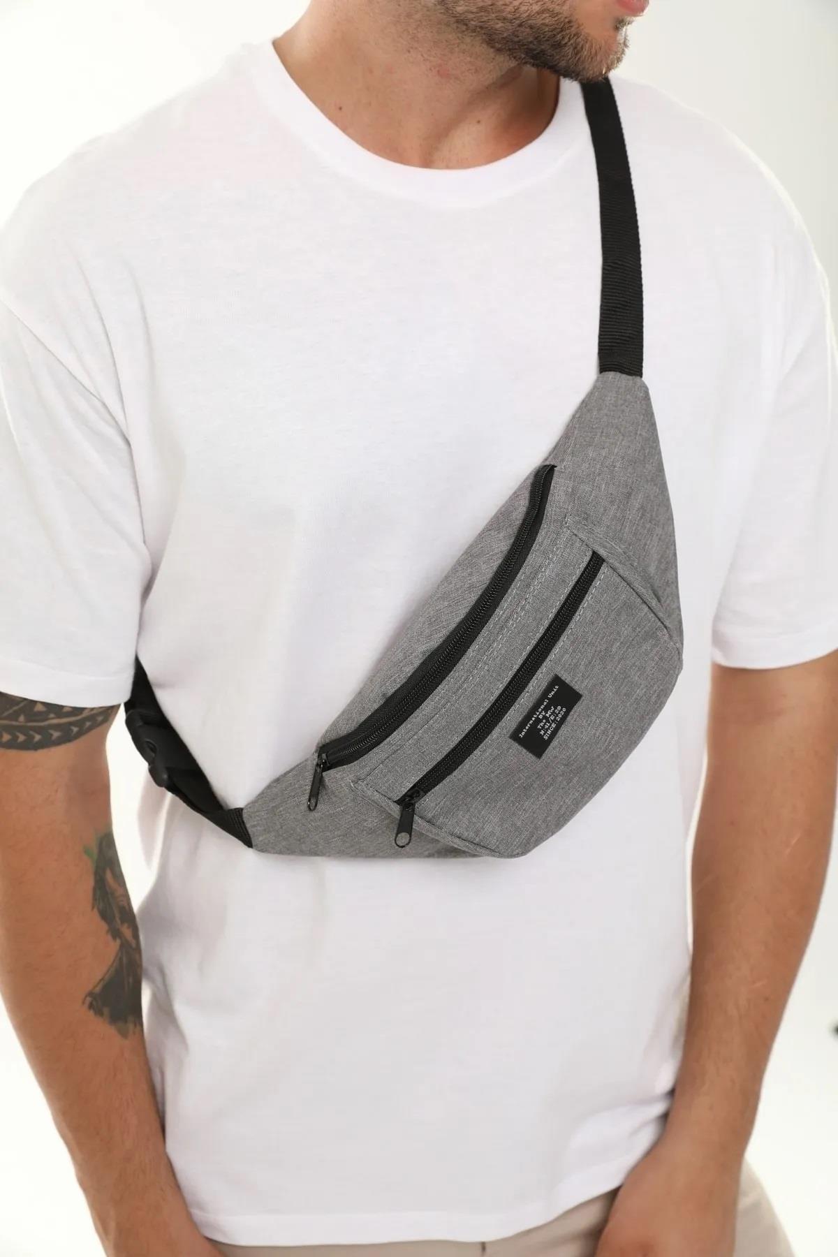 72422 Dewberry Unisex 2 Compartment Shoulder and Waist Bag-GRİ