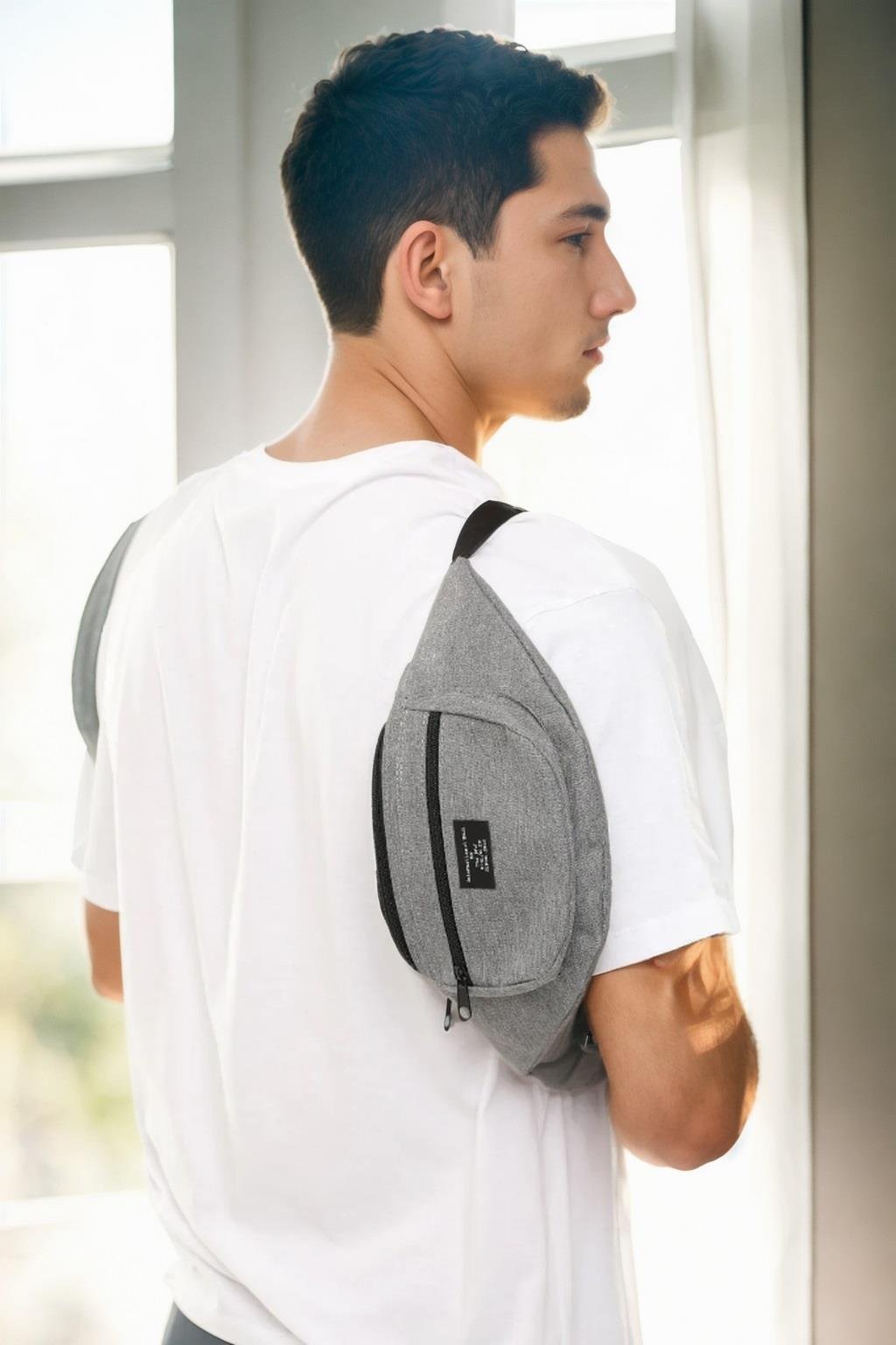 72422 Dewberry Unisex 2 Compartment Shoulder and Waist Bag-GRİ