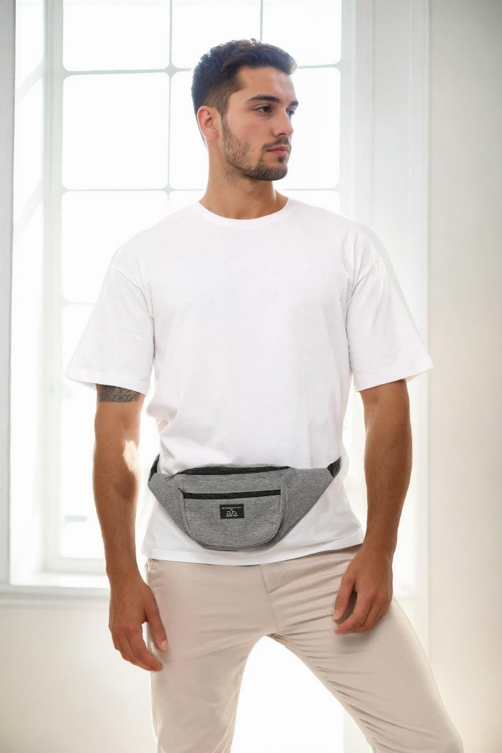 72422 Dewberry Unisex 2 Compartment Shoulder and Waist Bag-GRİ