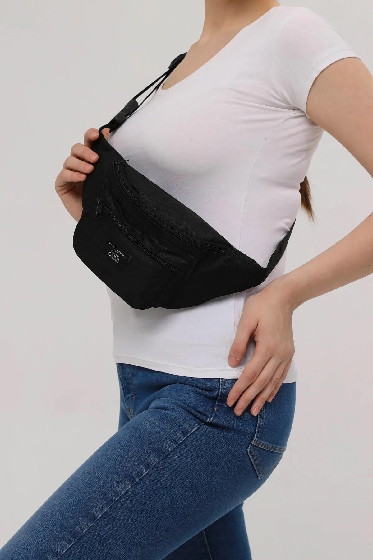 72422 Dewberry Unisex 2 Compartment Shoulder and Waist Bag-SİYAH