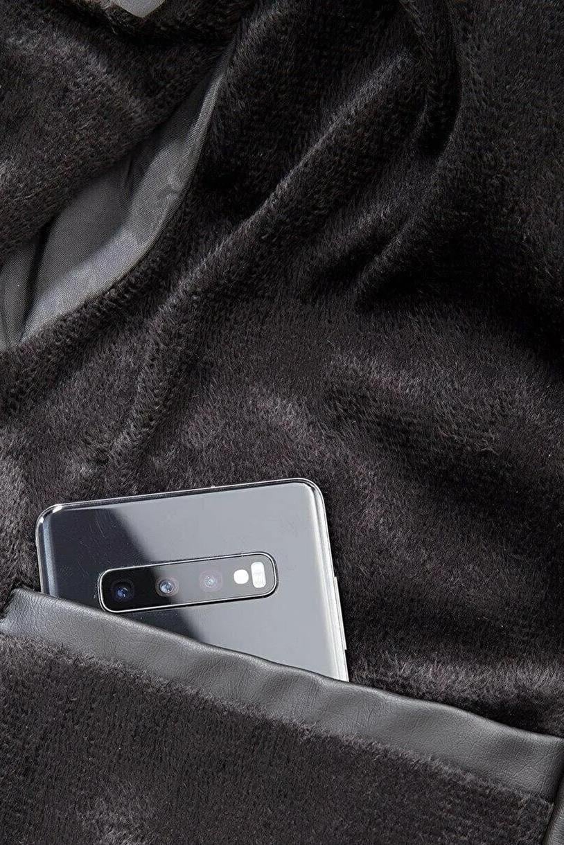 74456 Dewberry Slim Fit Puffer Mens PU Jacket-SİYAH