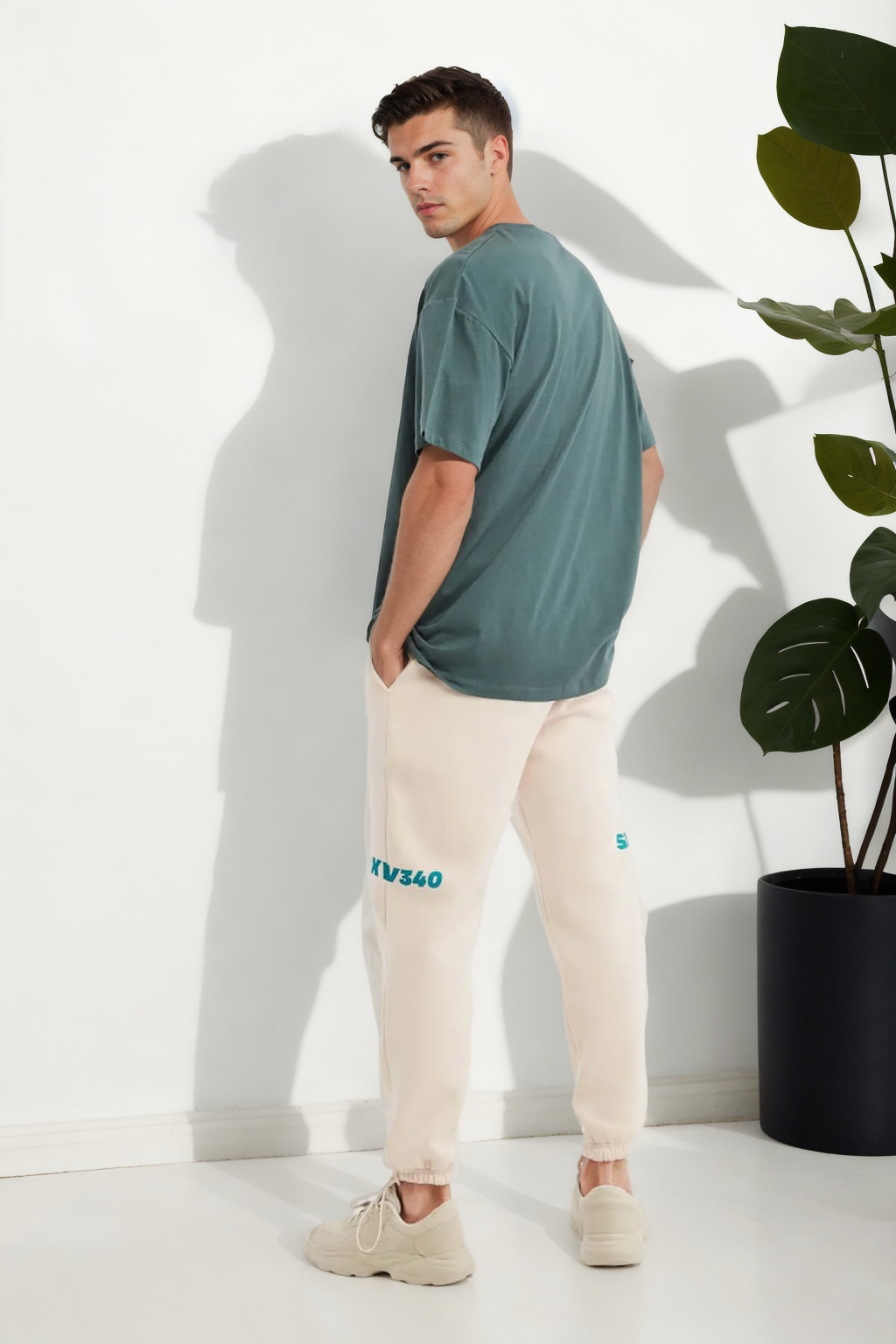 75226 Dewberry Mens Oversized Fit Crew Neck T-Shirt-KOYU YEŞİL