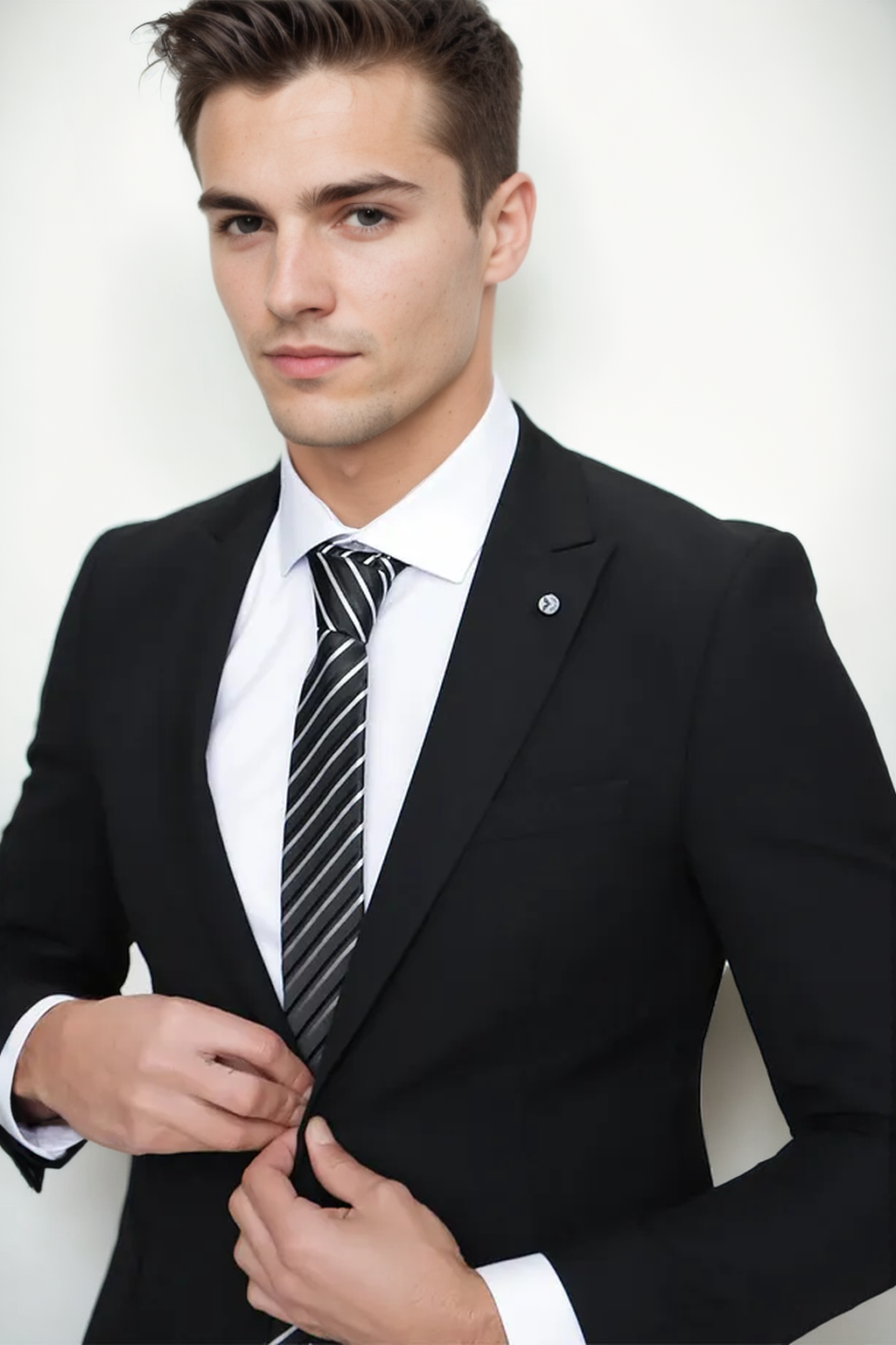 76373 Dewberry Mens Black 6 Drop Suit Set - Blazer-Trousers-SİYAH