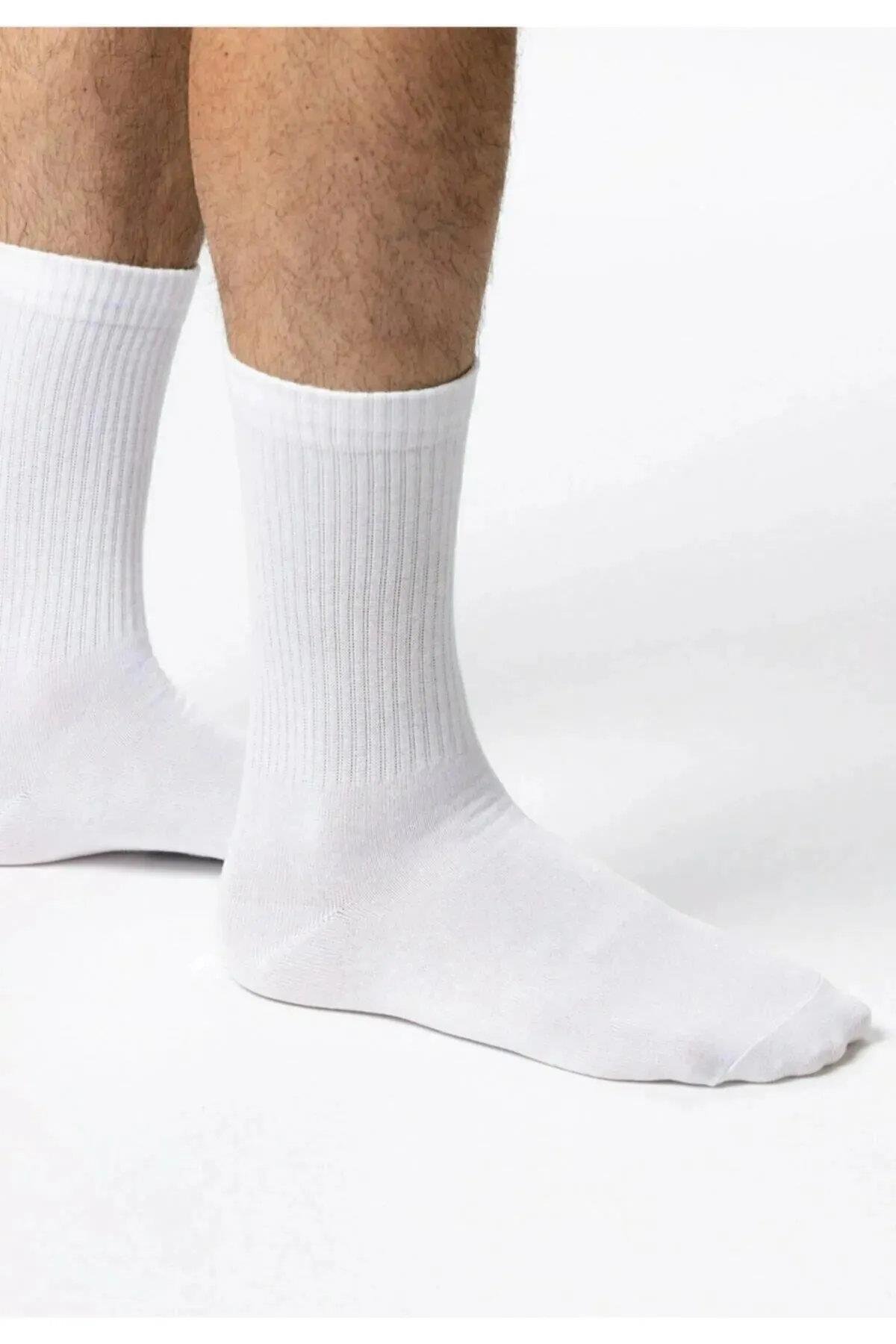 77603 Dewberry Set of 6 Pairs Tennis Length Plain Socks-BEYAZ