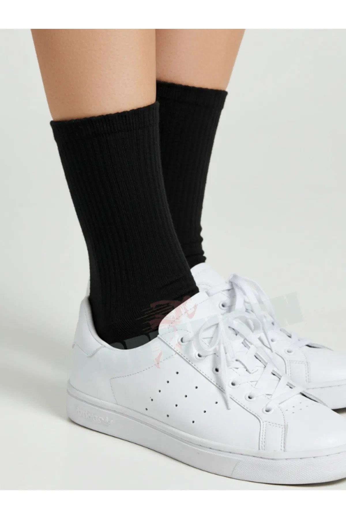 77603 Dewberry Set of 6 Pairs Tennis Length Plain Socks-SİYAH