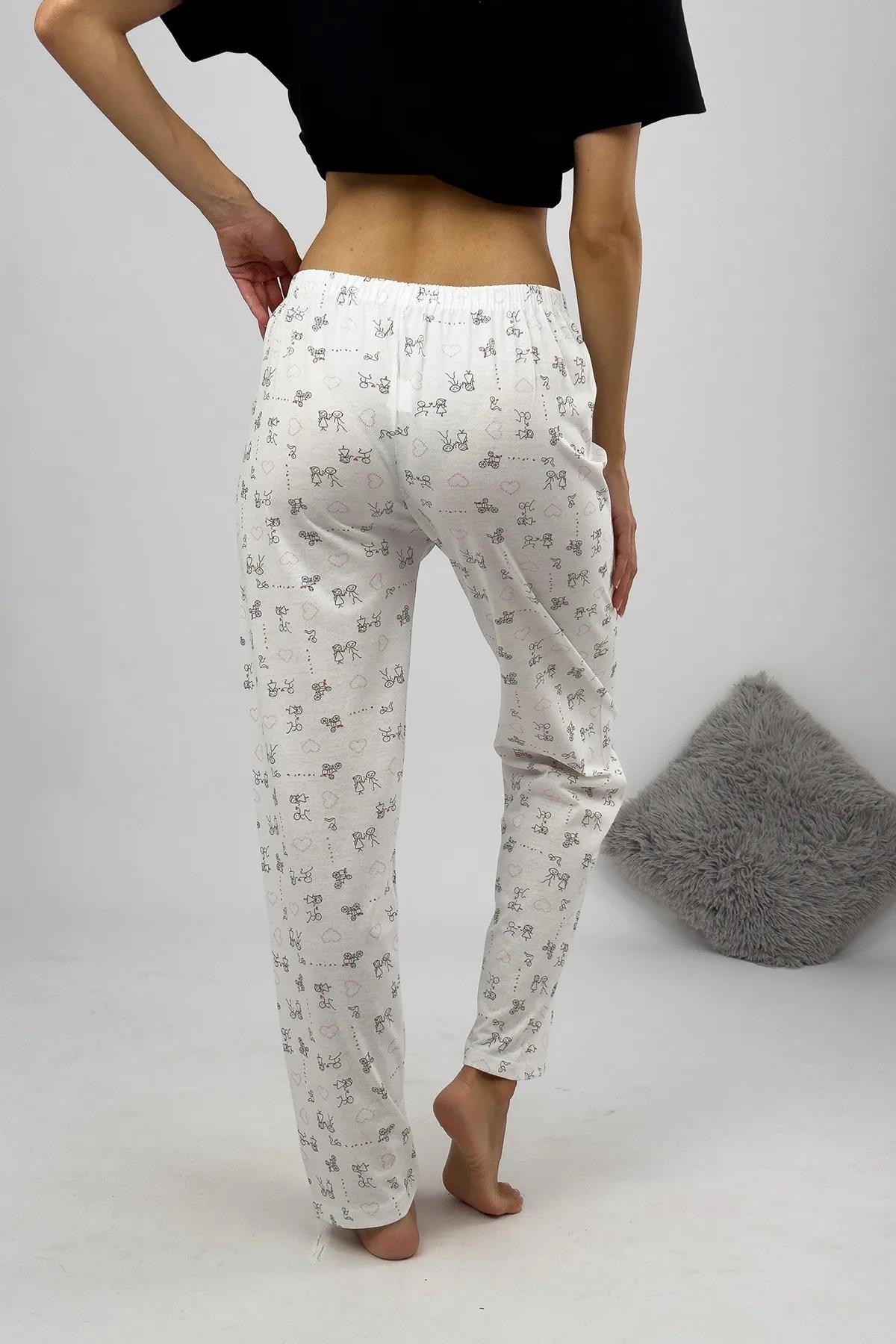 80156 Dewberry Women Pyjama Bottom-BEYAZ