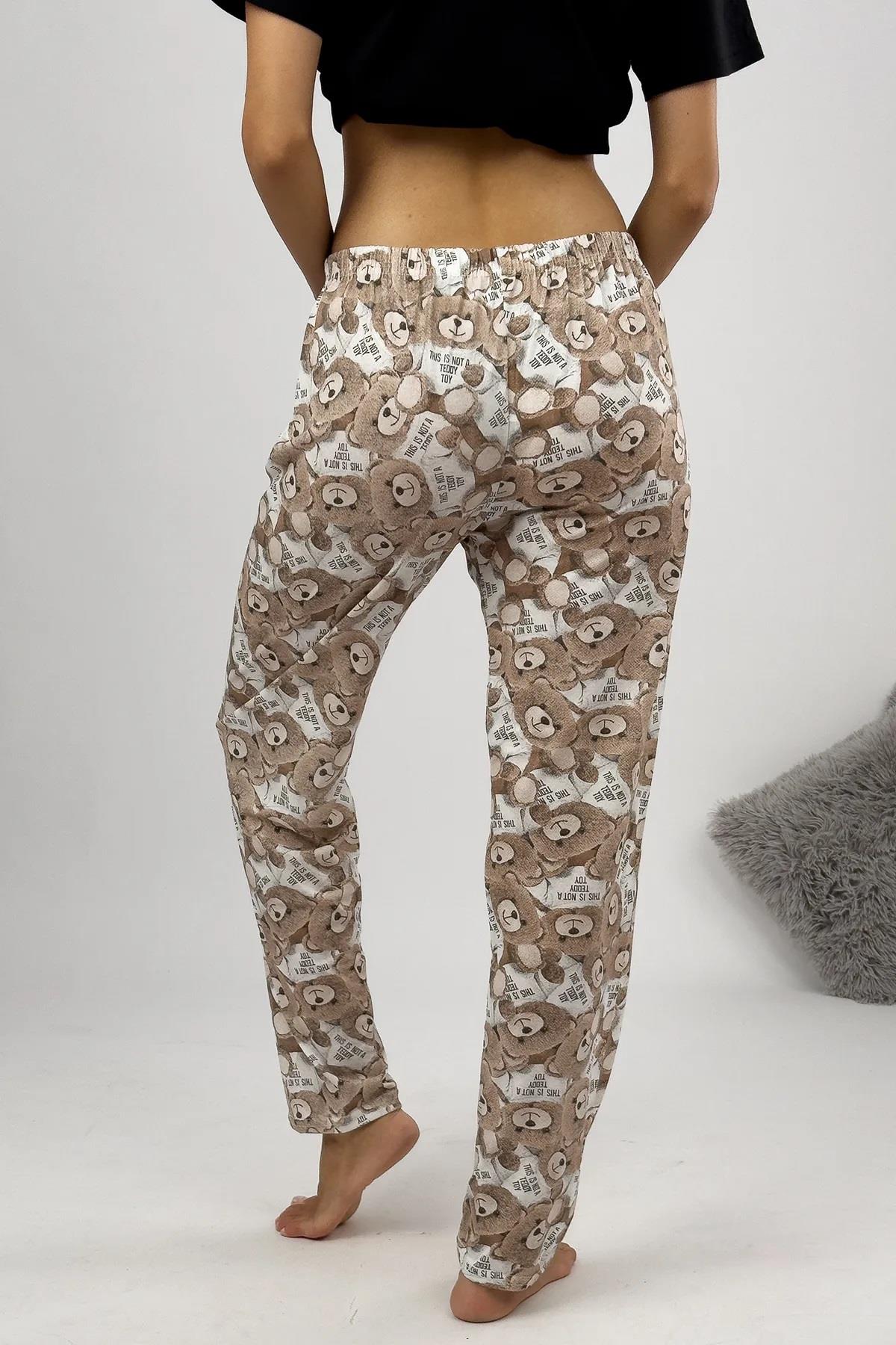 80156 Dewberry Women Pyjama Bottom-KAHVE-BEYAZ