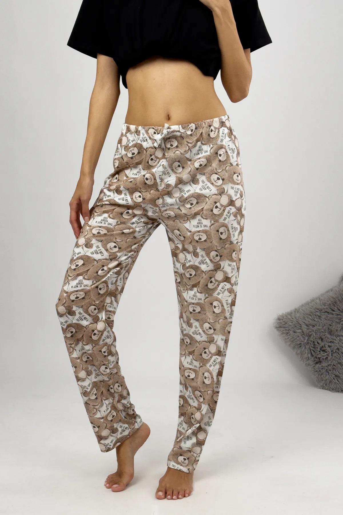 80156 Dewberry Women Pyjama Bottom-KAHVE-BEYAZ