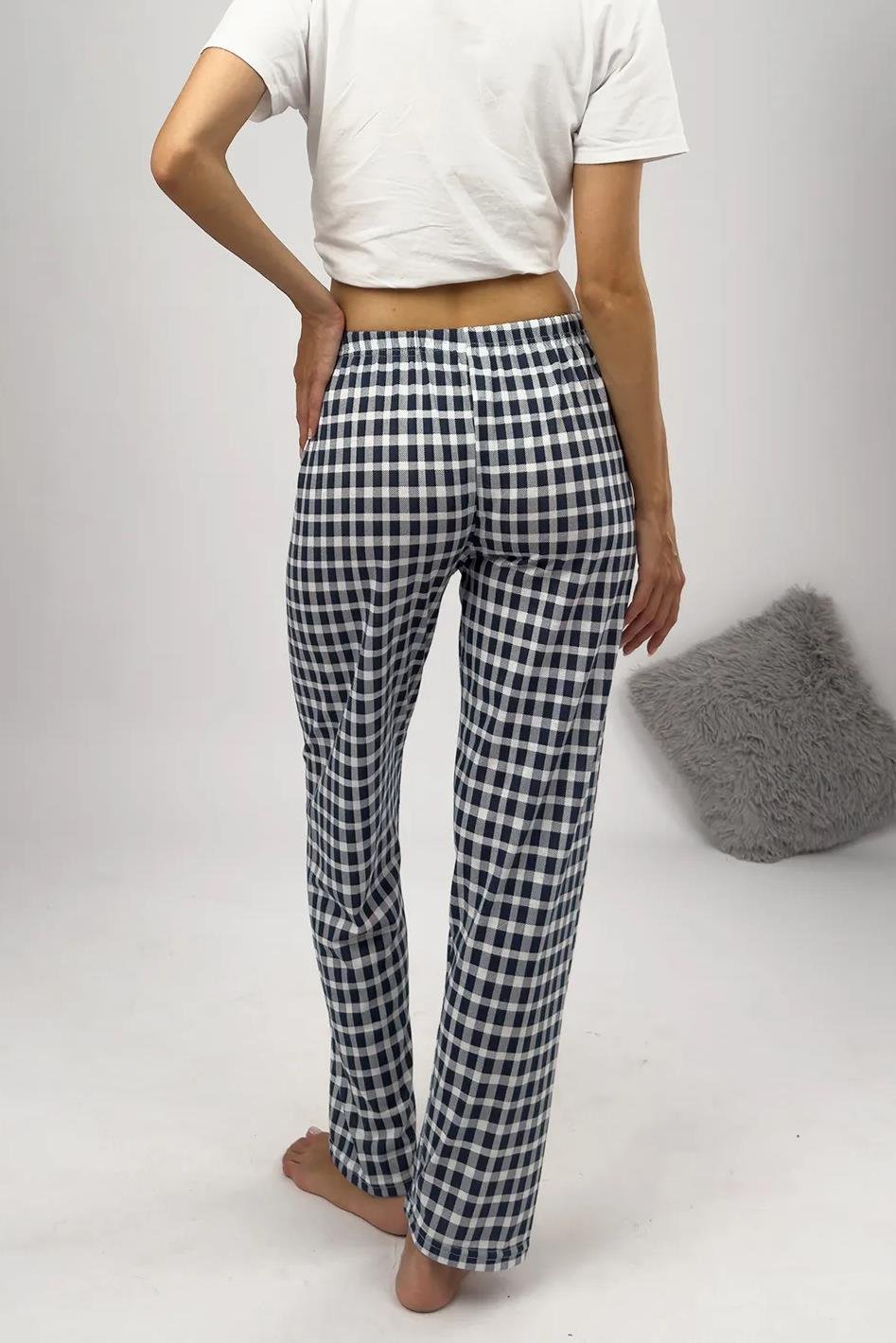 80156 Dewberry Women Pyjama Bottom-LACİVERT-BEYAZ