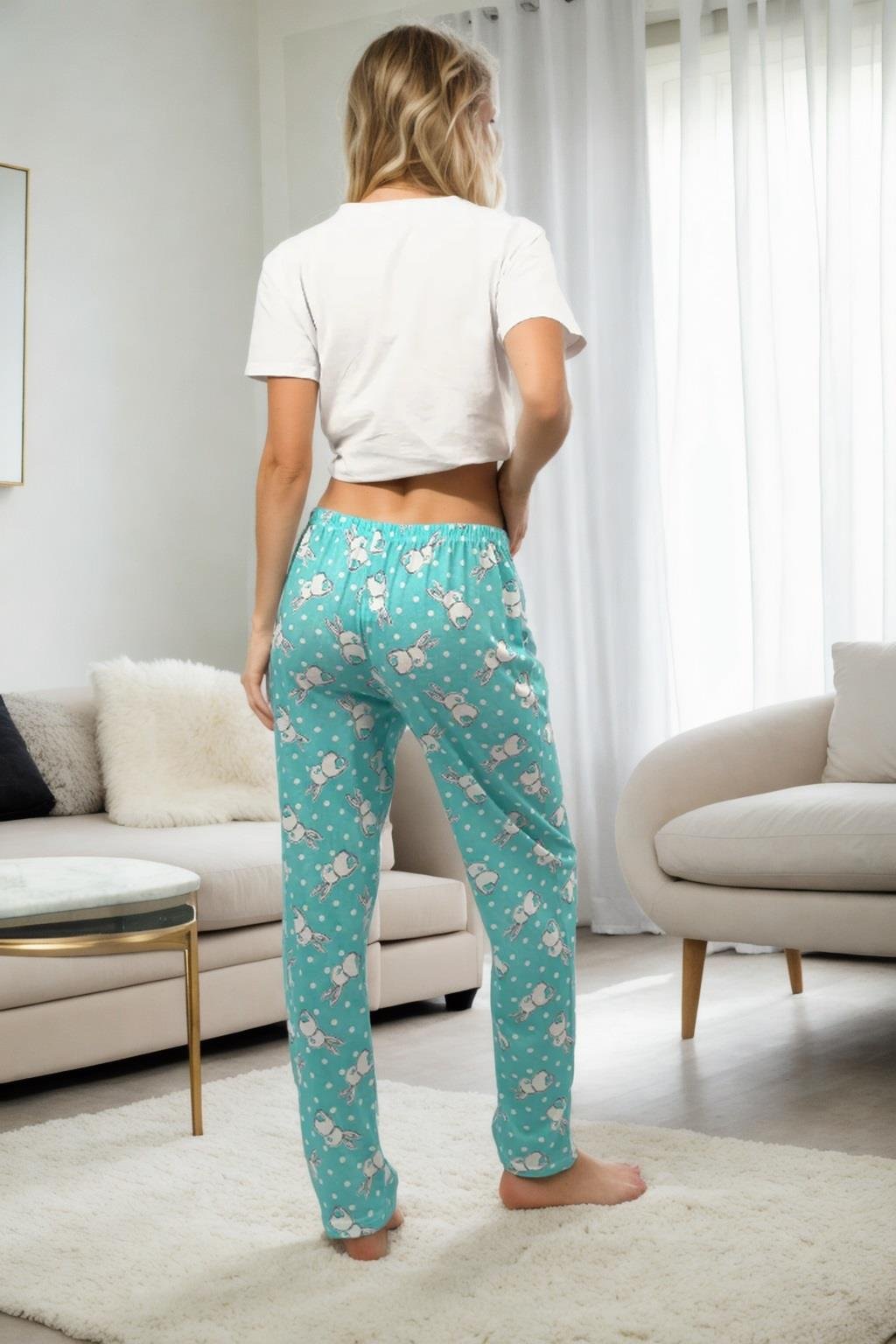 80156 Dewberry Women Pyjama Bottom-YEŞİL-2