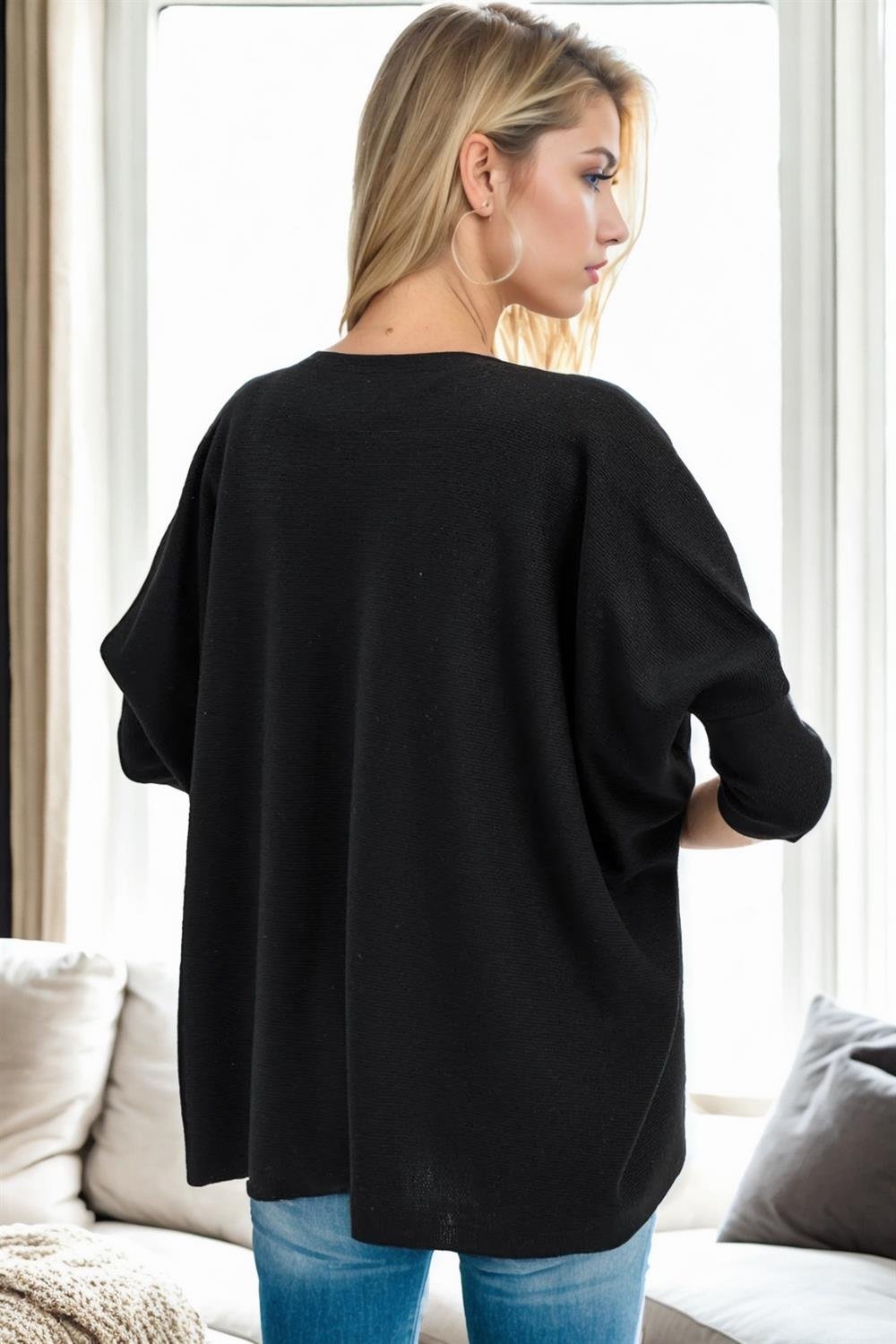 81734 Dewberry Knitwear Womens Poncho-SİYAH