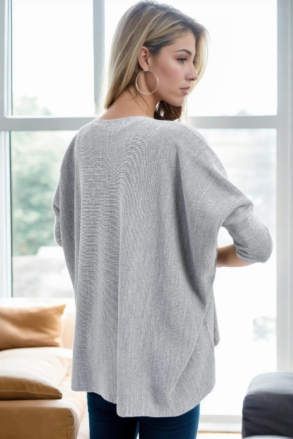 81734 Dewberry Knitwear Womens Poncho-GRİ