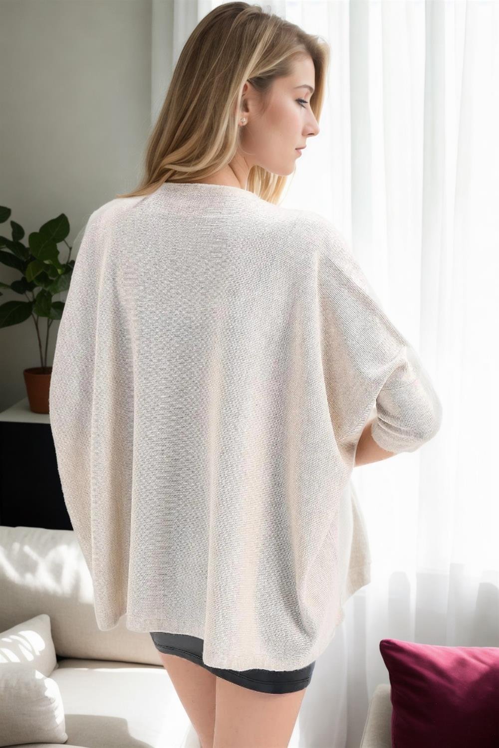 81734 Dewberry Knitwear Womens Poncho-TAŞ