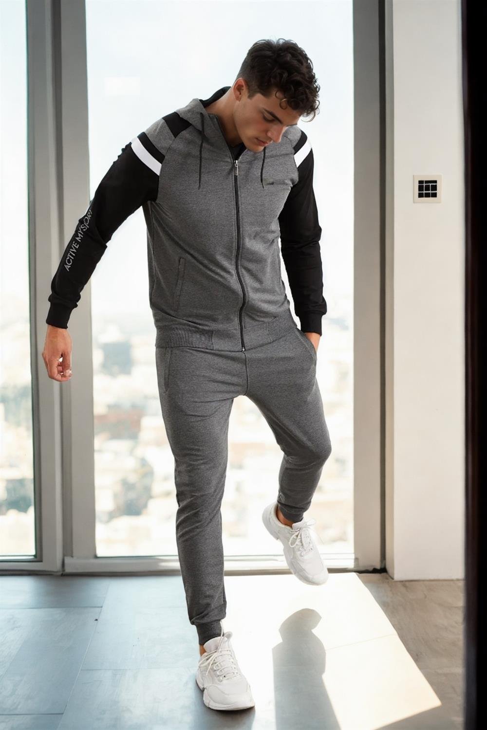 82501 Dewberry Mens Tracksuit Set-ANTRASİT