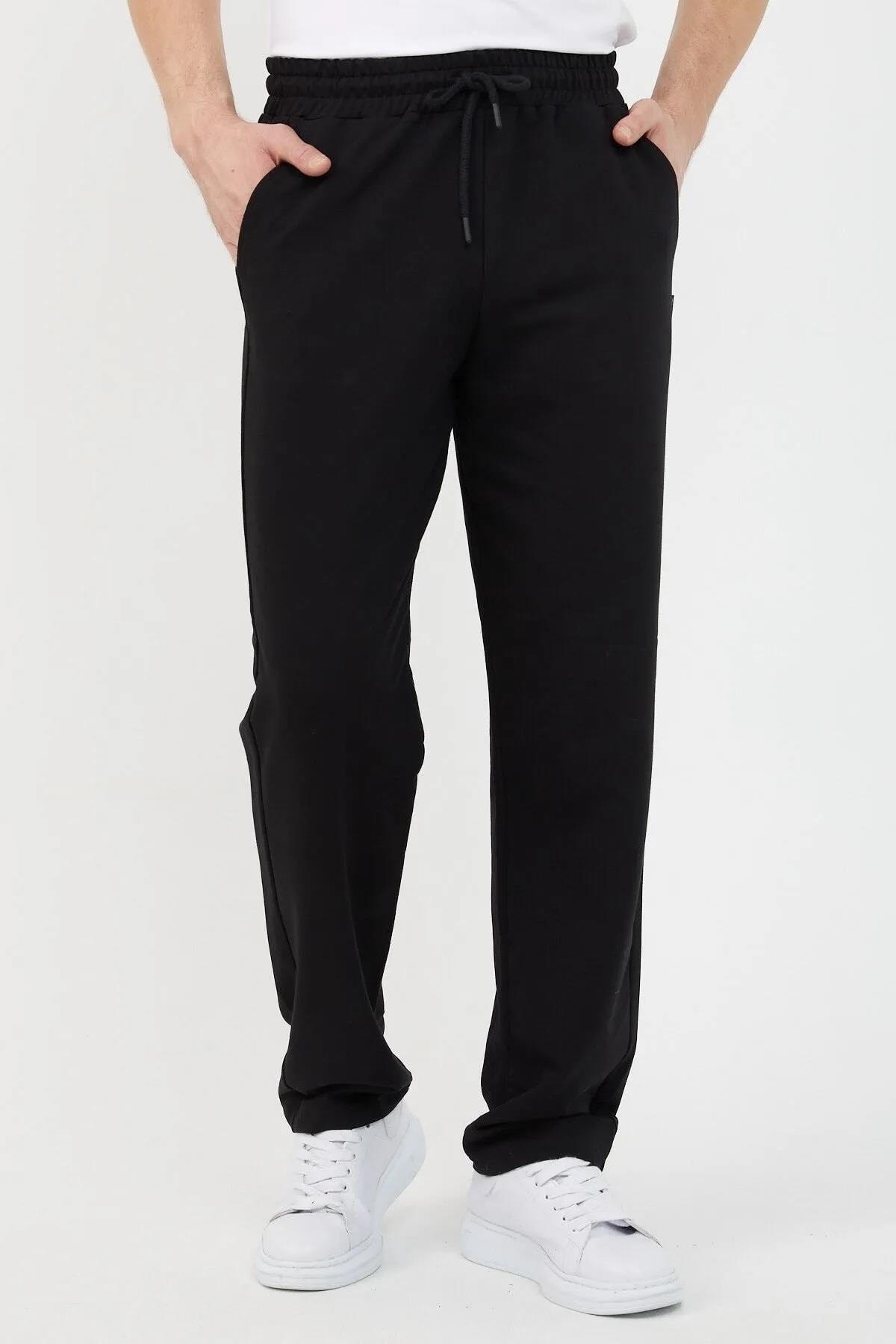 82904 Dewberry Straight Leg Relaxed Cut Mens Sweatpant-SİYAH