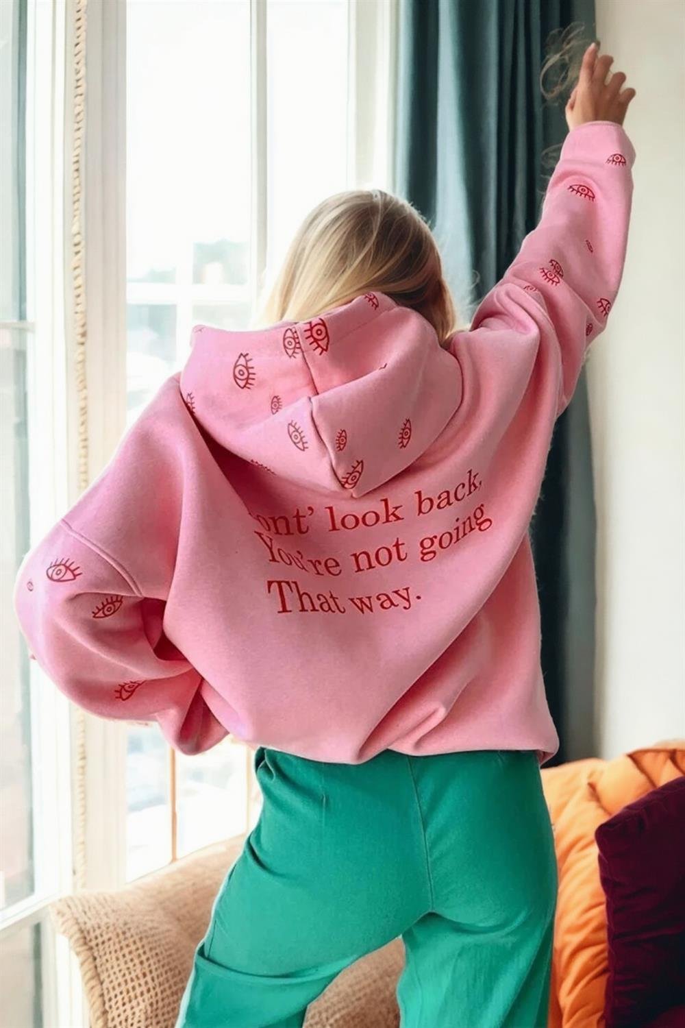 84987 Dewberry Oversize Women Sweatshirt-PEMBE
