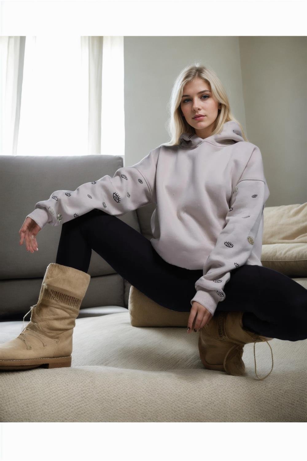 84987 Dewberry Oversize Women Sweatshirt-TAŞ