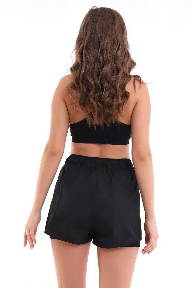 85389 Dewberry Womens Swim Shorts with Inner Tights-SİYAH