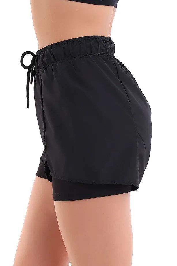 85389 Dewberry Womens Swim Shorts with Inner Tights-SİYAH