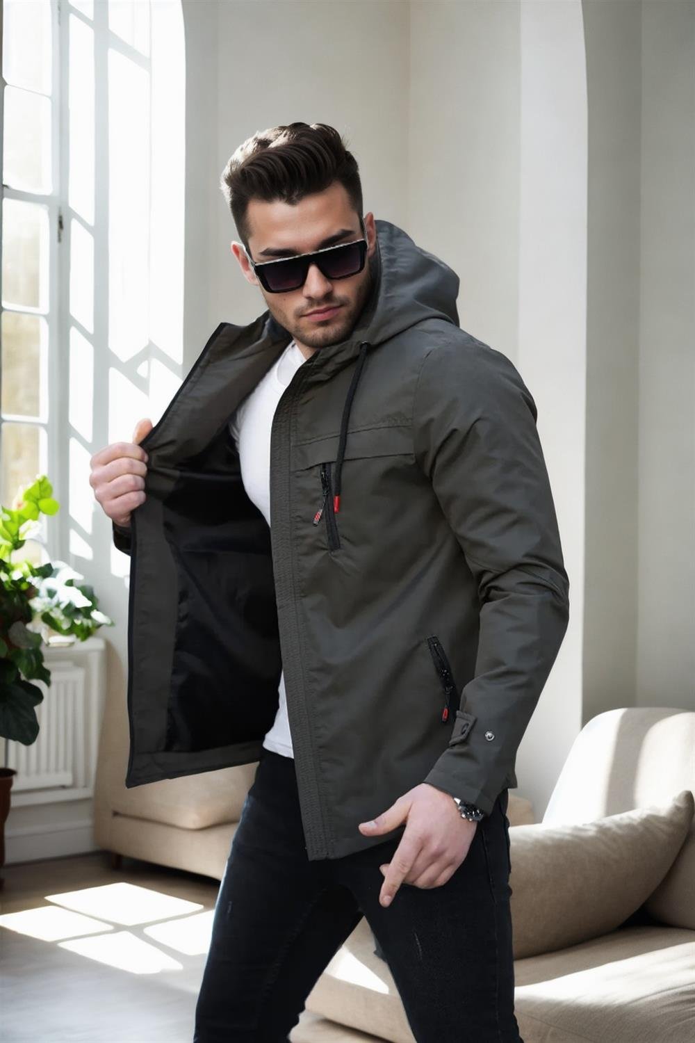 86622 Dewberry Hooded Mens Seasonal Jacket-HAKİ