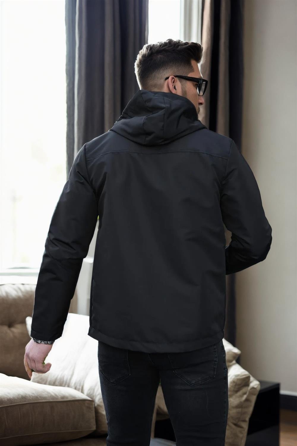 86622 Dewberry Hooded Mens Seasonal Jacket-SİYAH