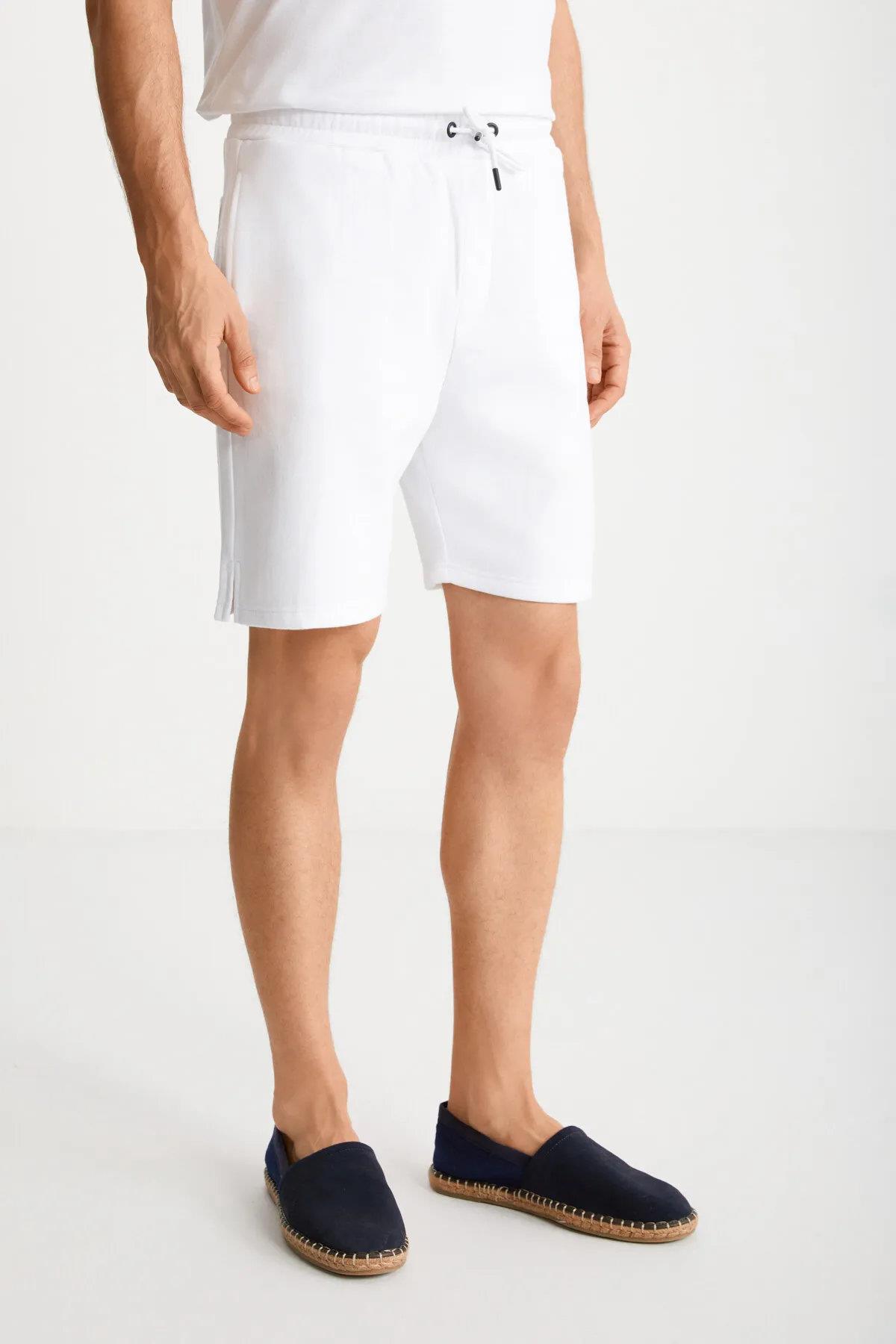 89749 Dewberry Mens Sport Style Pocket Shorts-BEYAZ