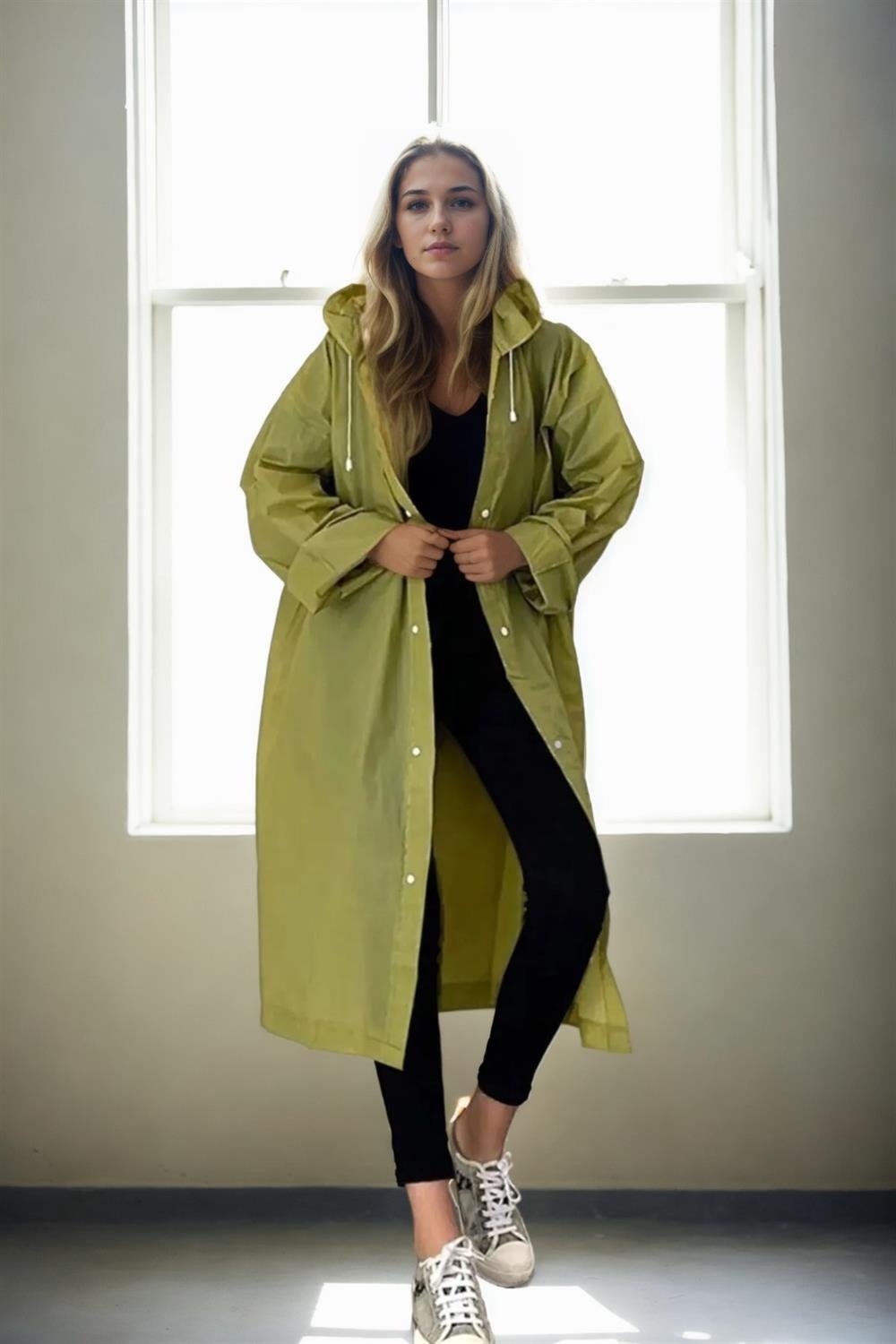 89762 Dewberry Waterproof Windproof Womens Raincoat-HAKİ