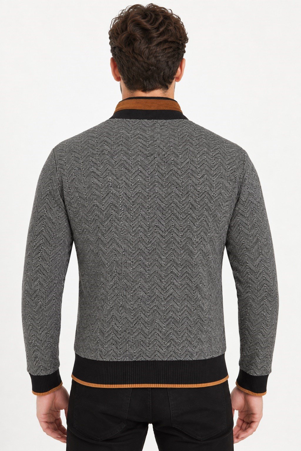 9021 DEWBERRY ERKEK SWEATSHIRT-BALIKSIRTI SİYAH-2