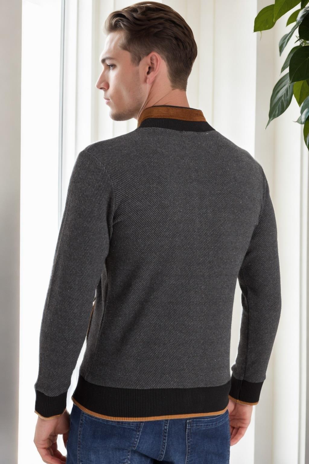 9021 DEWBERRY ERKEK SWEATSHIRT-DİAGONAL ANTRASIT