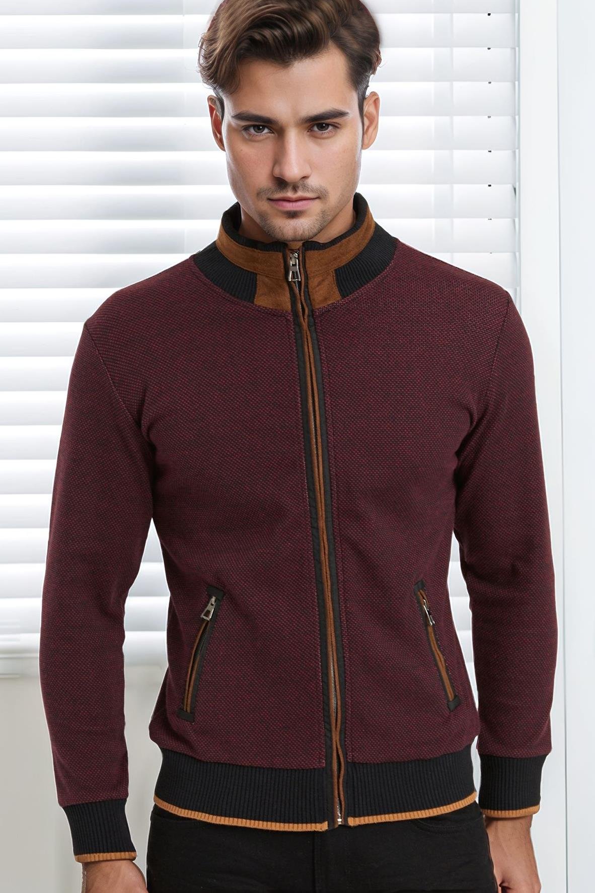 9021 DEWBERRY ERKEK SWEATSHIRT-NOKTALI BORDO