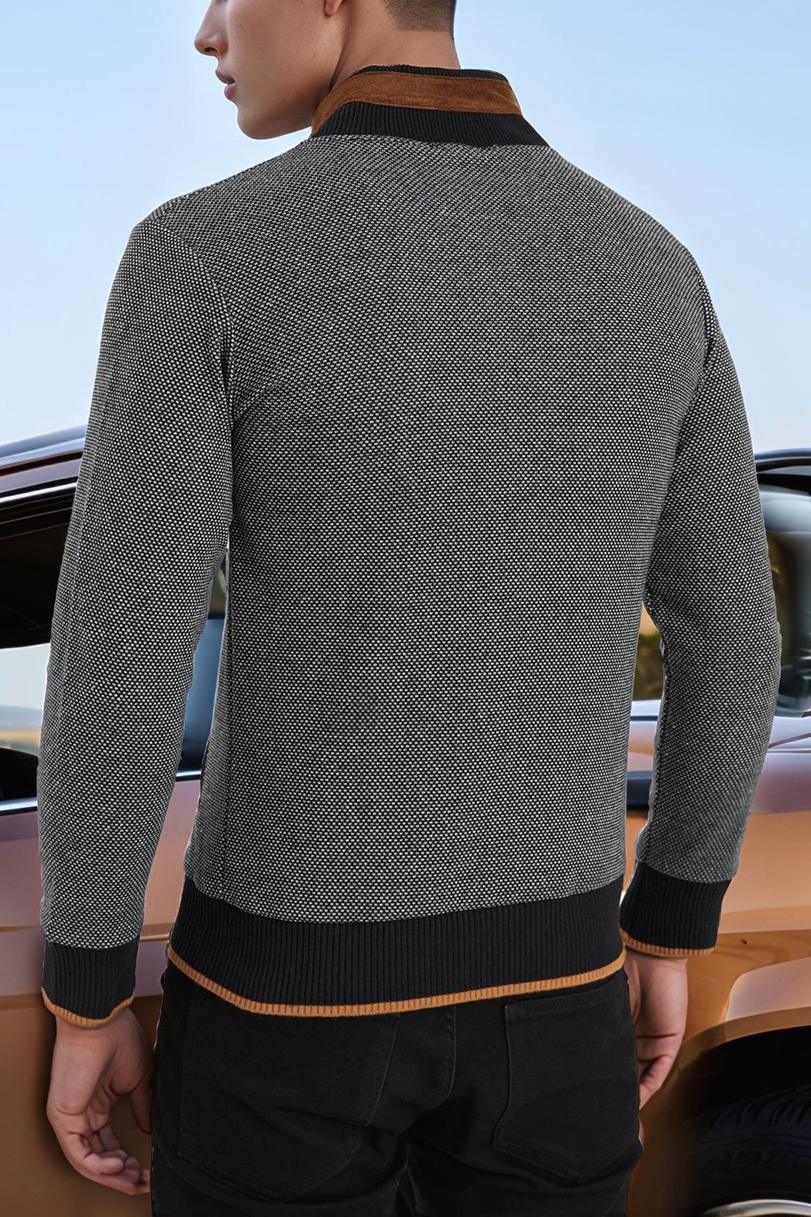 9021 DEWBERRY ERKEK SWEATSHIRT-NOKTALI SİYAH