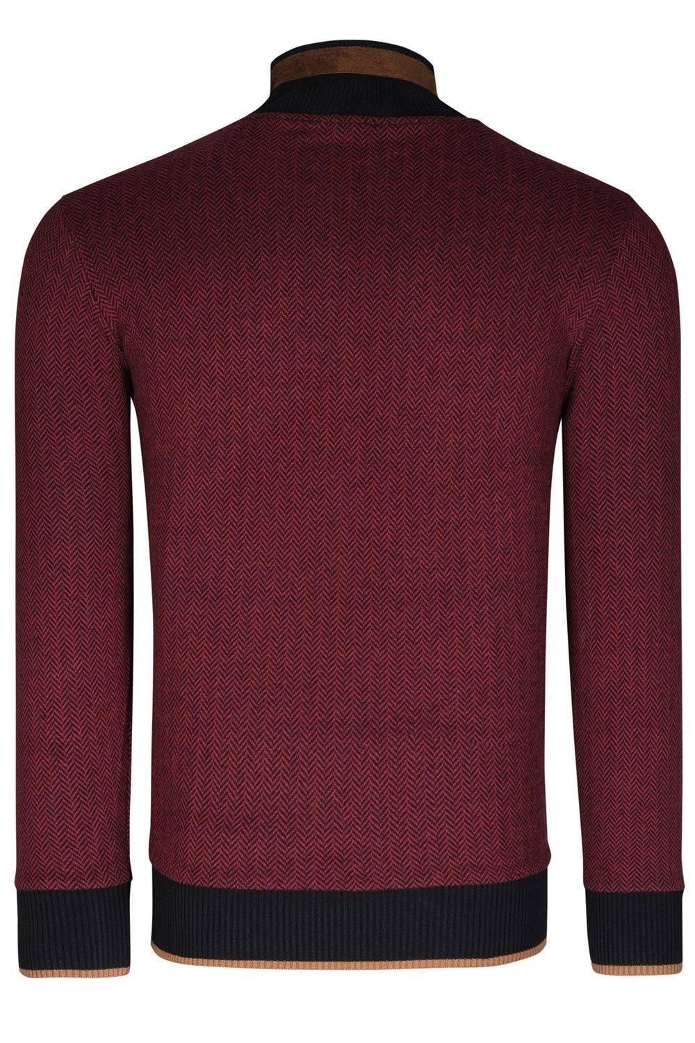 9039 DEWBERRY ERKEK SWEATSHIRT-DESENLİ BORDO