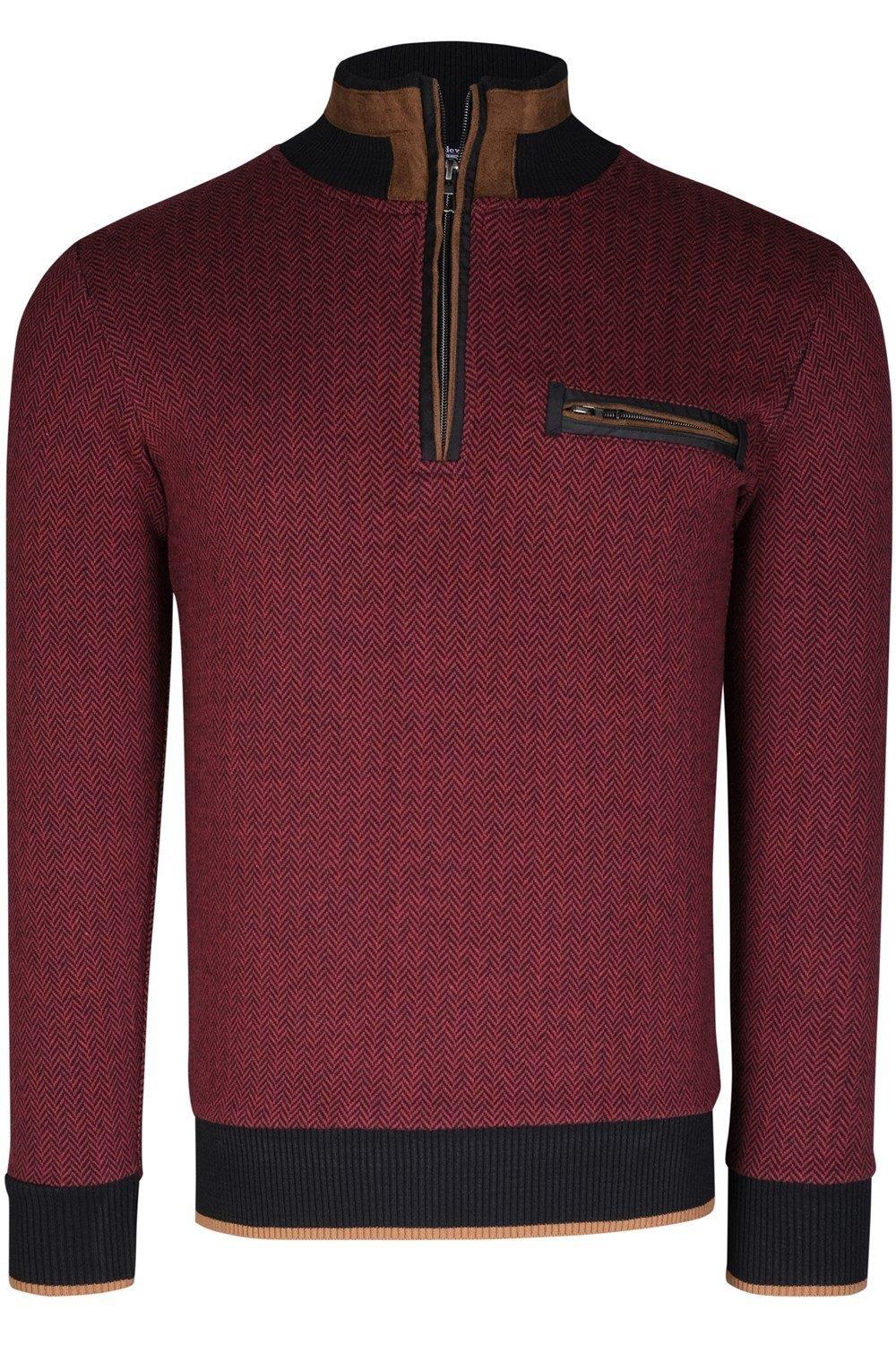 9039 DEWBERRY ERKEK SWEATSHIRT-DESENLİ BORDO