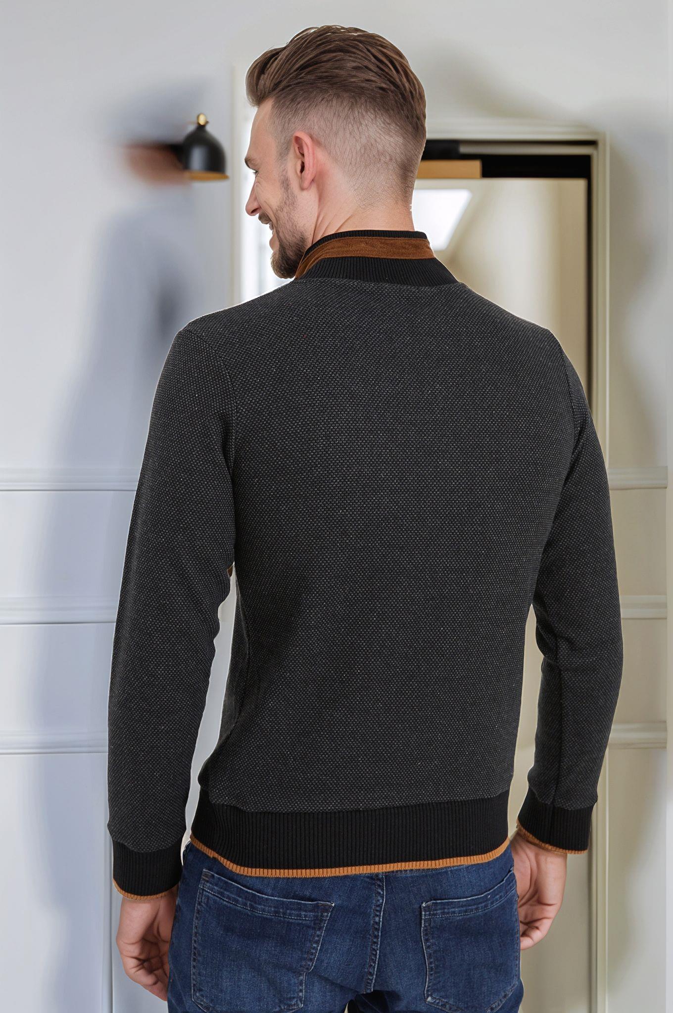 9039 DEWBERRY ERKEK SWEATSHIRT-SİYAH-GRİ