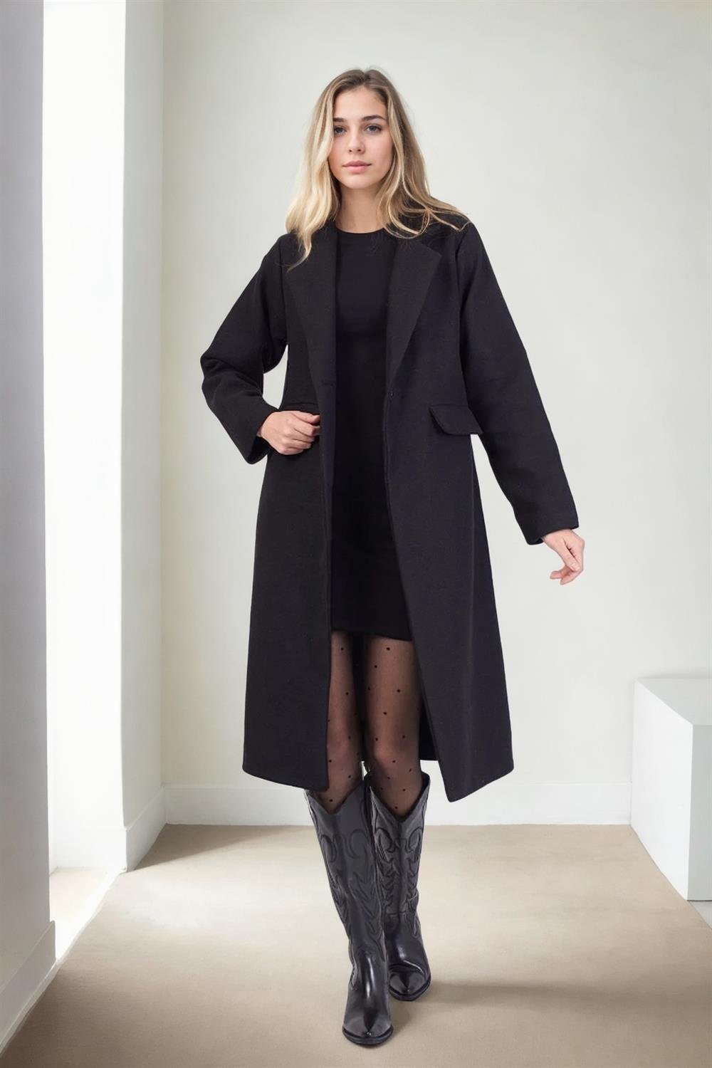 90660 Dewberry Women Coat-SİYAH