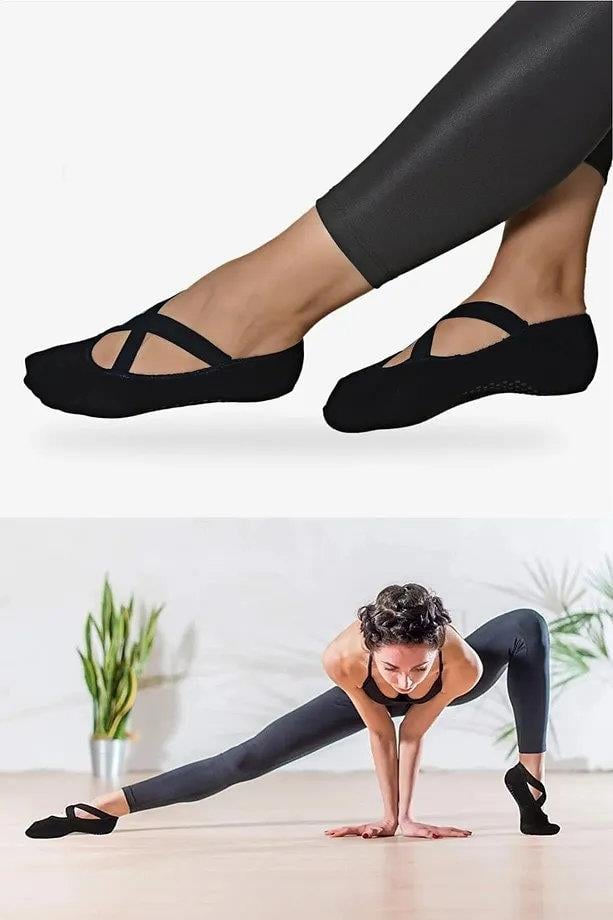 91022 Dewberry 2-Pack Womens Yoga & Pilates Socks 36-41-SİYAH