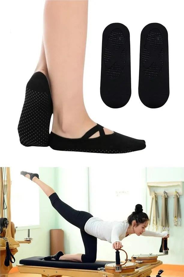 91022 Dewberry 2-Pack Womens Yoga & Pilates Socks 36-41-SİYAH