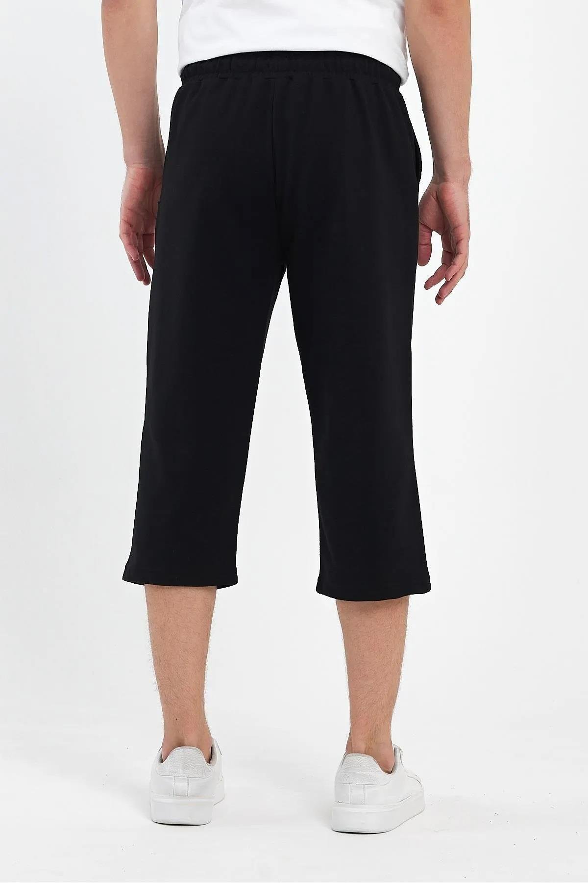 92406 Dewberry Adjustable Elastic Waist Mens Capri-SİYAH